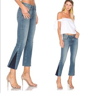 Frame Denim Le Crop Mini Boot Flare Raw Hem Two Tone Jean size 29